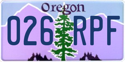 OR license plate 026RPF