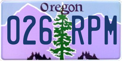 OR license plate 026RPM