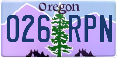 OR license plate 026RPN