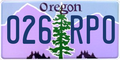 OR license plate 026RPO