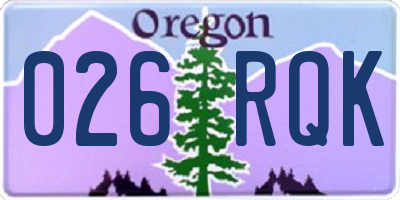 OR license plate 026RQK