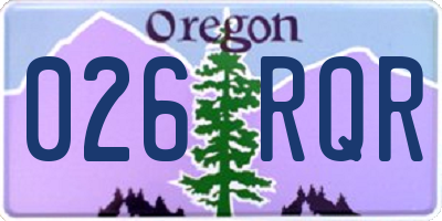 OR license plate 026RQR