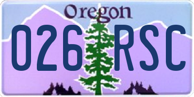OR license plate 026RSC