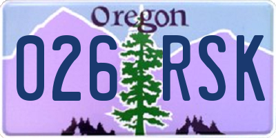 OR license plate 026RSK