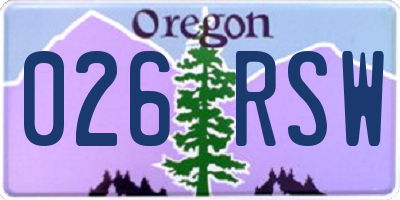 OR license plate 026RSW