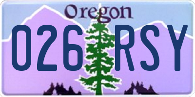 OR license plate 026RSY