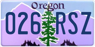 OR license plate 026RSZ