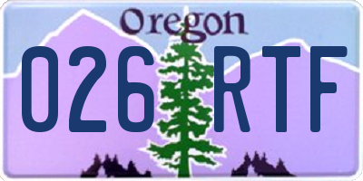 OR license plate 026RTF