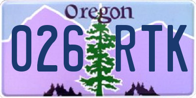 OR license plate 026RTK