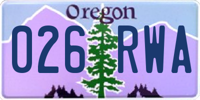OR license plate 026RWA