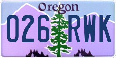 OR license plate 026RWK