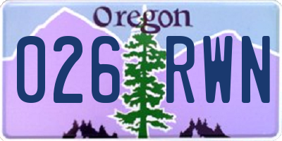 OR license plate 026RWN