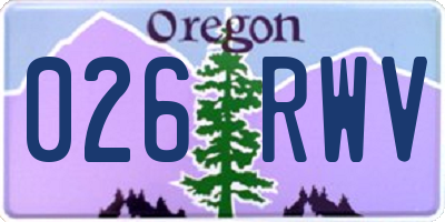 OR license plate 026RWV
