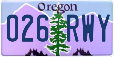 OR license plate 026RWY