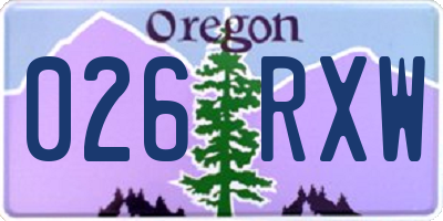 OR license plate 026RXW