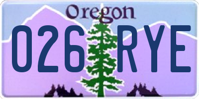 OR license plate 026RYE