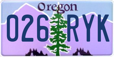 OR license plate 026RYK