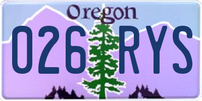 OR license plate 026RYS
