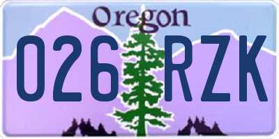 OR license plate 026RZK