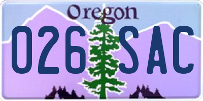 OR license plate 026SAC