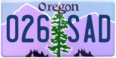 OR license plate 026SAD