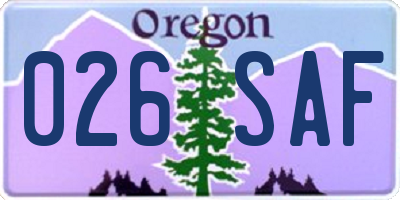 OR license plate 026SAF