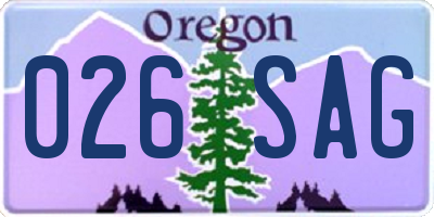 OR license plate 026SAG