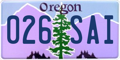 OR license plate 026SAI