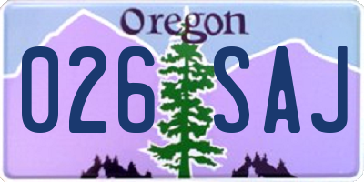 OR license plate 026SAJ
