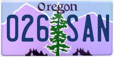 OR license plate 026SAN