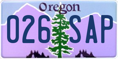 OR license plate 026SAP