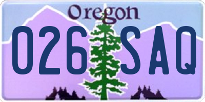 OR license plate 026SAQ