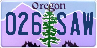 OR license plate 026SAW