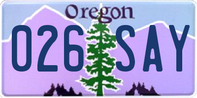 OR license plate 026SAY