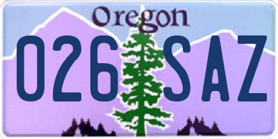 OR license plate 026SAZ