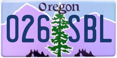 OR license plate 026SBL