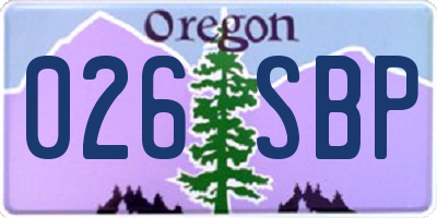 OR license plate 026SBP