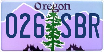 OR license plate 026SBR
