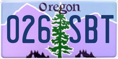 OR license plate 026SBT