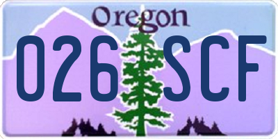 OR license plate 026SCF