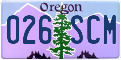 OR license plate 026SCM