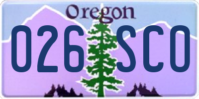 OR license plate 026SCO