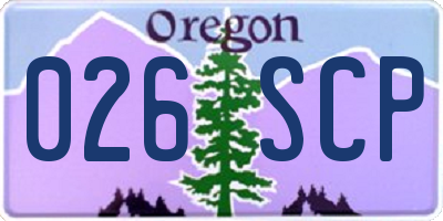 OR license plate 026SCP