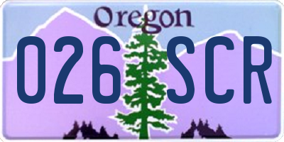 OR license plate 026SCR