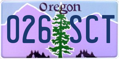 OR license plate 026SCT