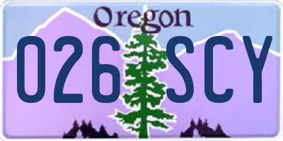 OR license plate 026SCY