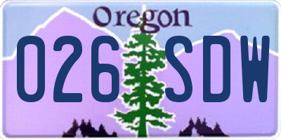 OR license plate 026SDW