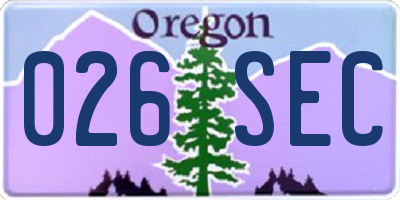 OR license plate 026SEC