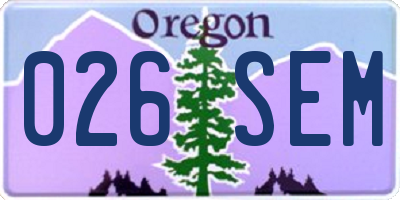 OR license plate 026SEM