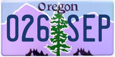 OR license plate 026SEP